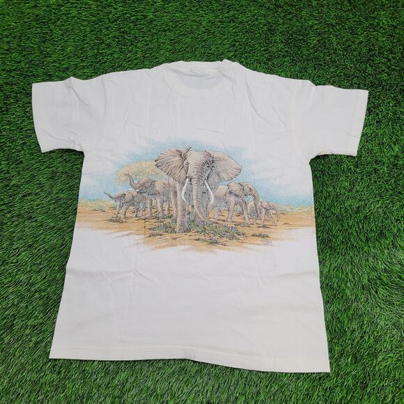 Vintage 1992 Sansegal Elephant Shirt Large 21x27 Desert USA - Picture 3 of 15
